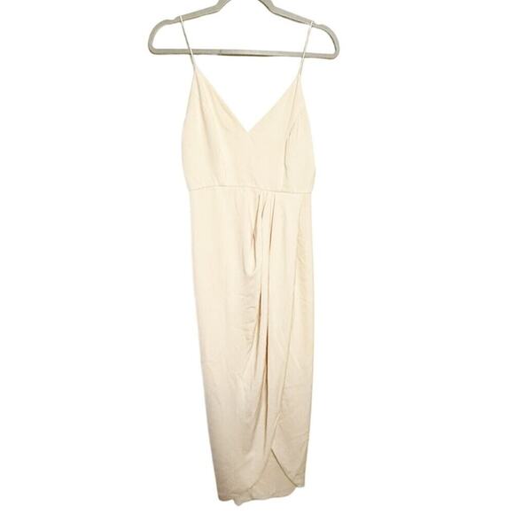 Shona Joy Core Draped Dress Nude Size 4 Strapless Tulip Hem Revolve Bridesmaid - Picture 2 of 8